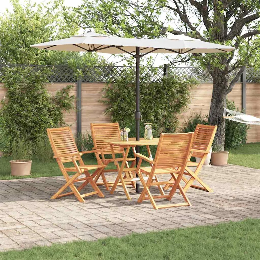 Ensemble de salle à manger pour jardin 5 pcs Marron