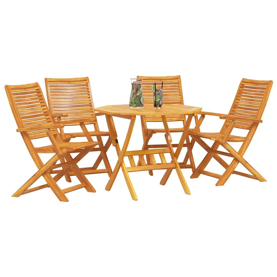 Ensemble de salle à manger pour jardin 5 pcs Marron - 3