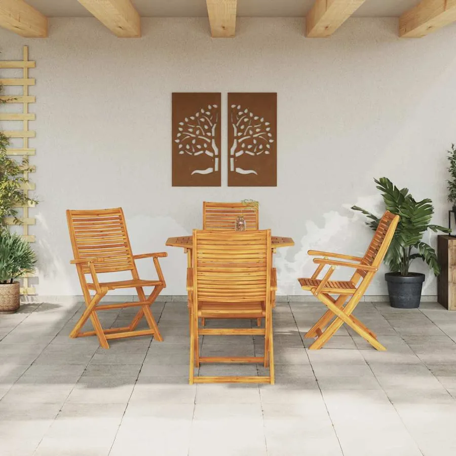 Ensemble de salle à manger pour jardin 5 pcs Marron - 4