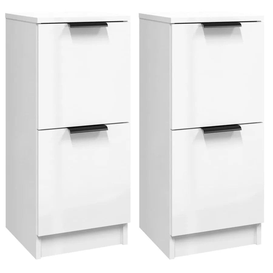 Buffets 2 pcs Blanc brillant 30x30x70 cm Bois d'ingénierie - 2