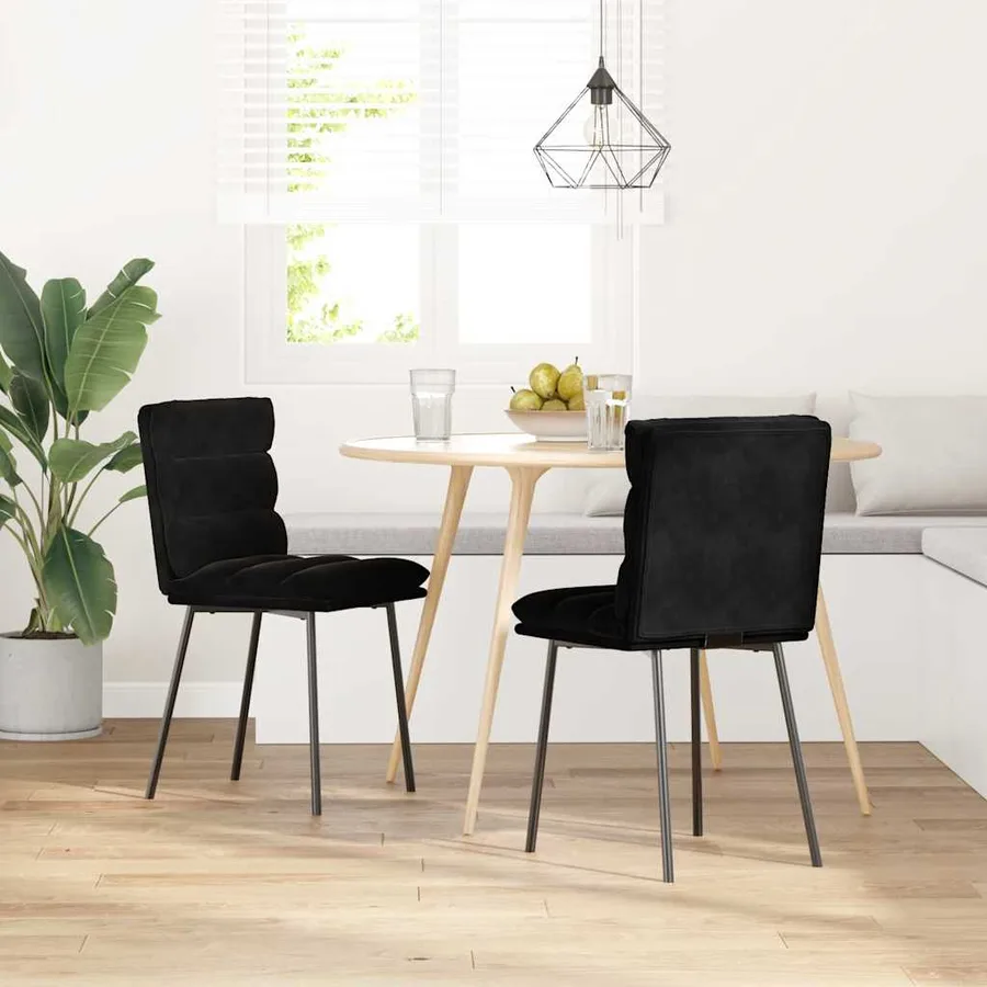 Chaises à manger lot de 2 Noir Velours - 2