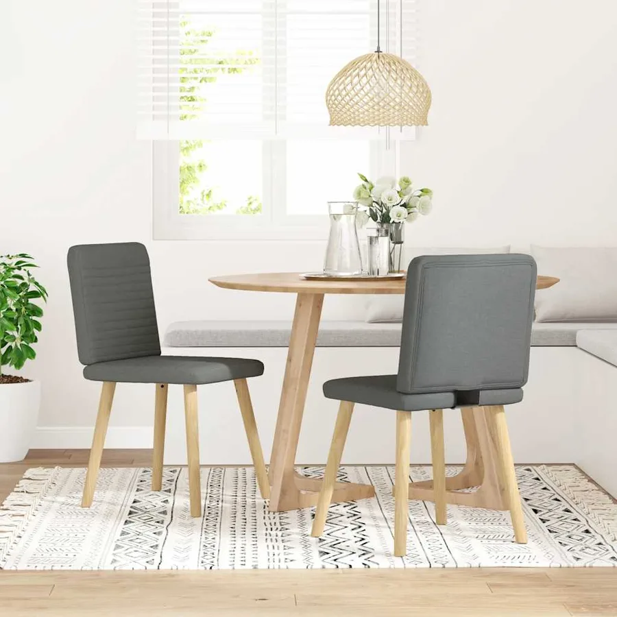 Chaises à manger lot de 2 gris foncé tissu - 2