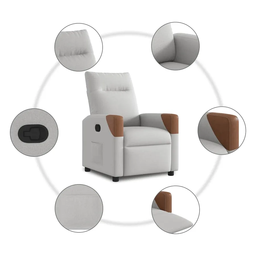 Fauteuil inclinable gris nuage tissu - 7