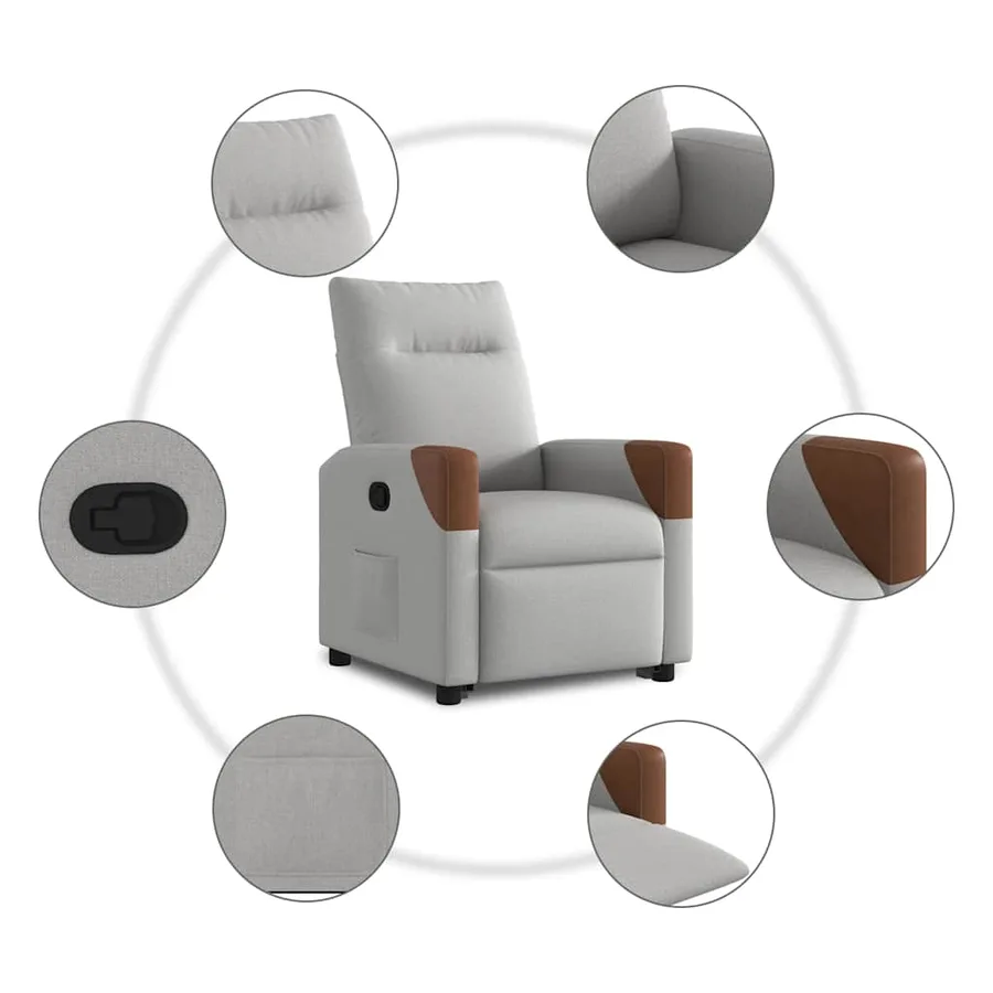 Fauteuil inclinable gris nuage tissu - 10