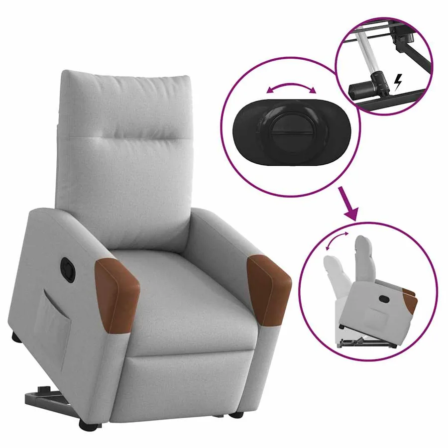 Fauteuil inclinable gris nuage tissu - 9