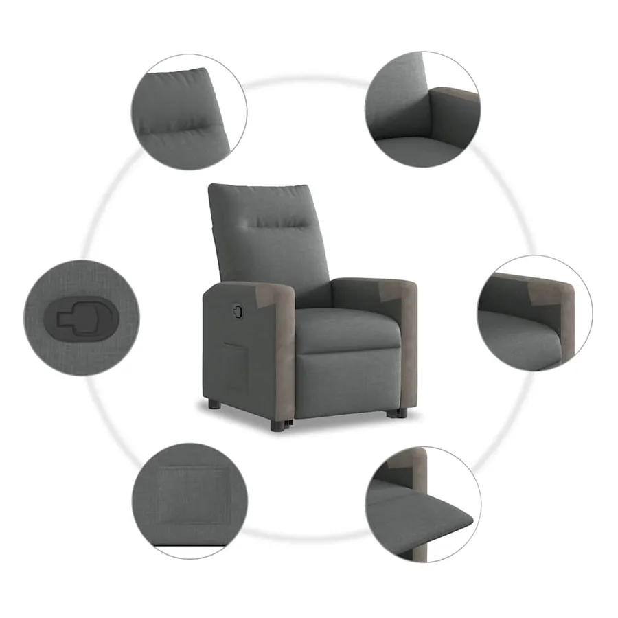 Fauteuil inclinable Gris foncé Tissu - 13