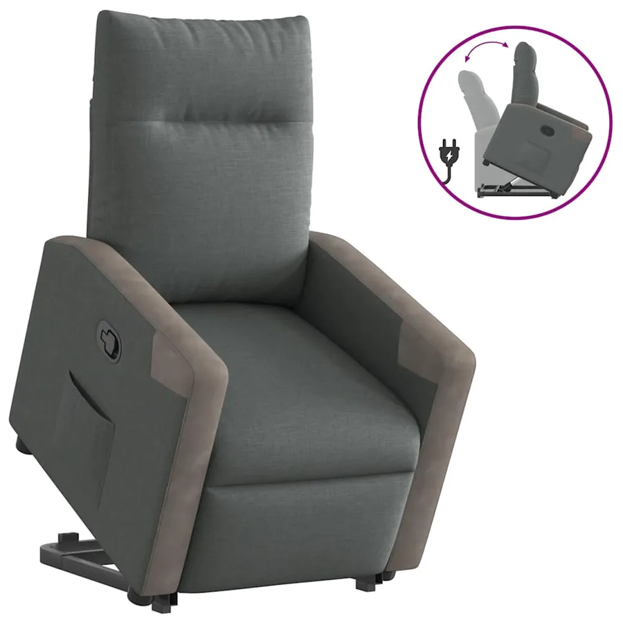 Fauteuil inclinable Gris foncé Tissu - 2