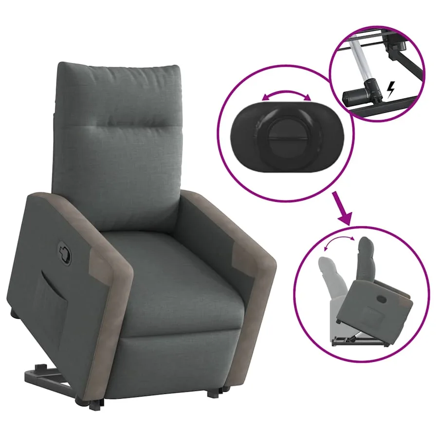 Fauteuil inclinable Gris foncé Tissu - 9
