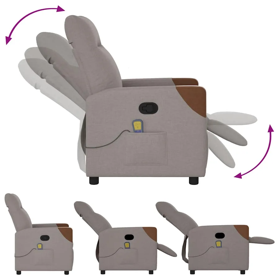 Fauteuil de massage inclinable Taupe Tissu - 6