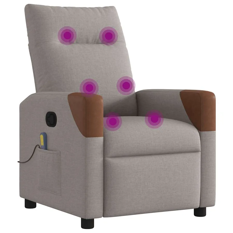 Fauteuil de massage inclinable Taupe Tissu - 7