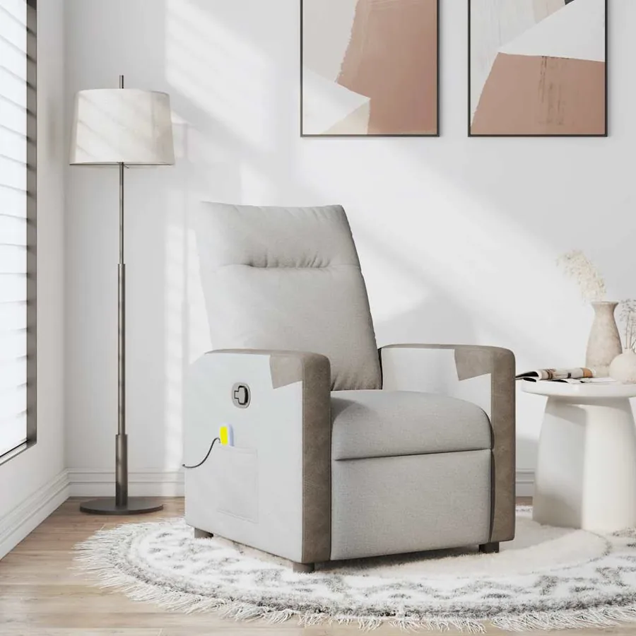 Fauteuil de massage inclinable gris nuage tissu