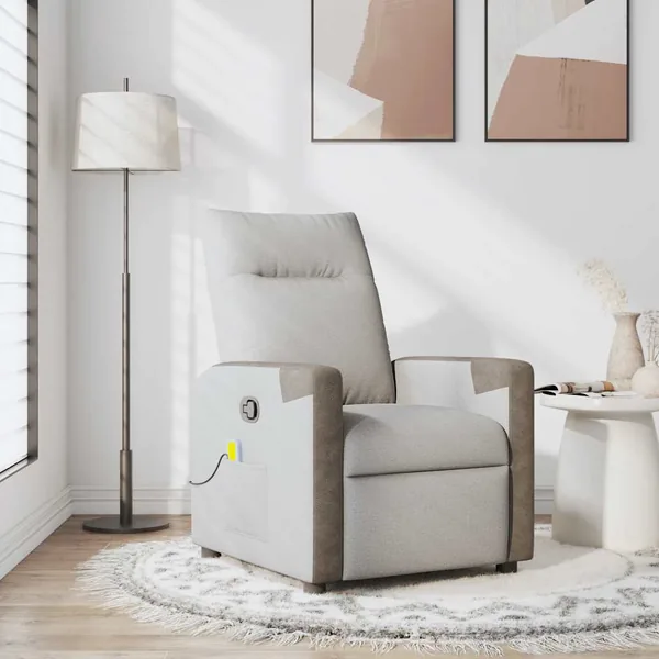 Fauteuil de massage inclinable gris nuage tissu