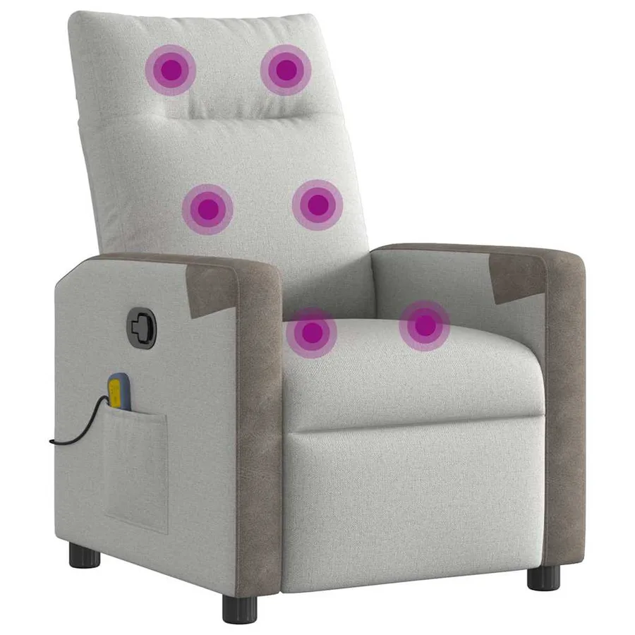Fauteuil de massage inclinable gris nuage tissu - 7
