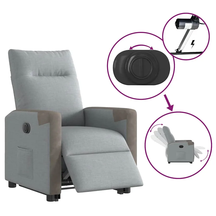 Fauteuil inclinable électrique gris clair tissu - 10