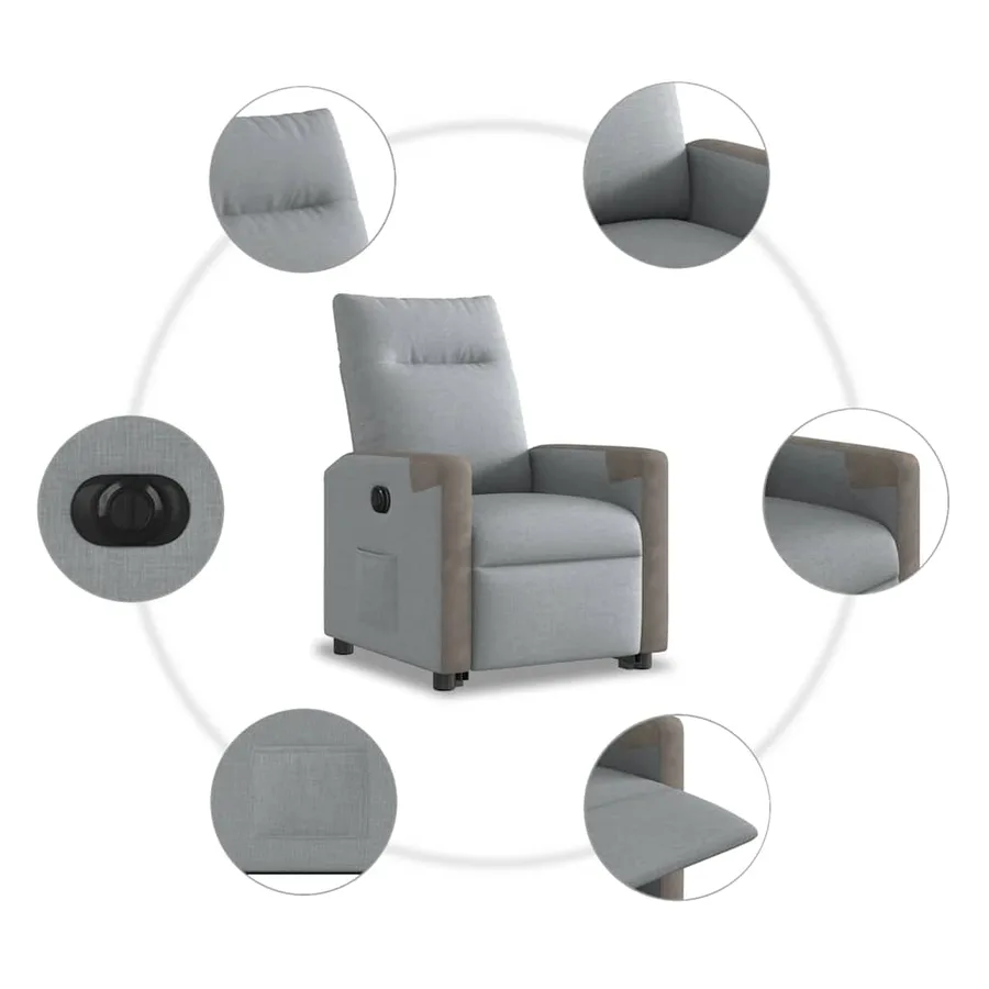 Fauteuil inclinable électrique gris clair tissu - 11