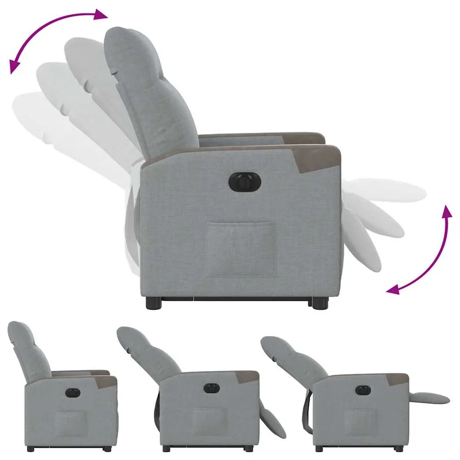 Fauteuil inclinable électrique gris clair tissu - 8