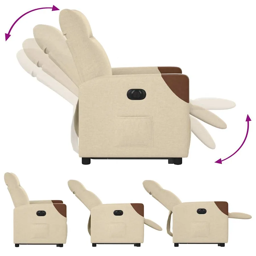 Fauteuil inclinable électrique crème tissu - 10