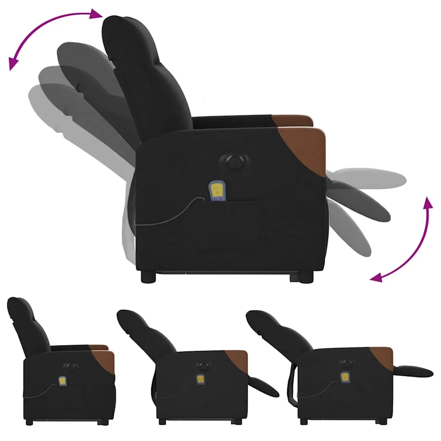 Fauteuil inclinable de massage électrique Noir Tissu - 10