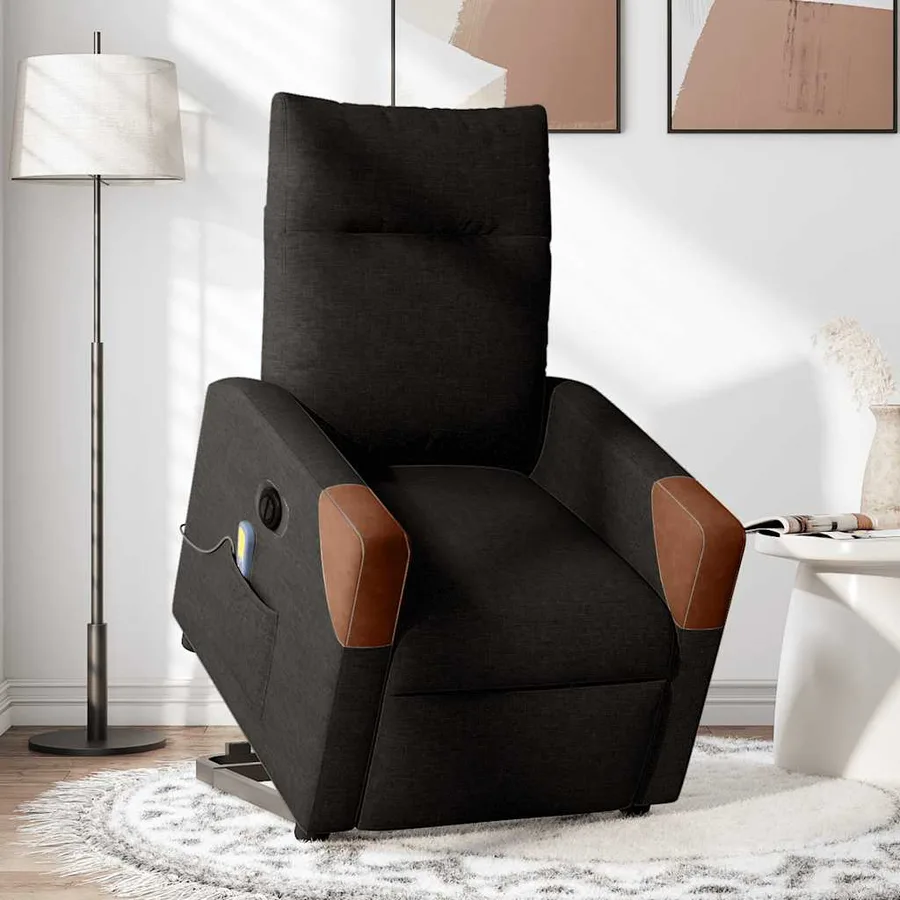 Fauteuil inclinable de massage électrique Noir Tissu - 2