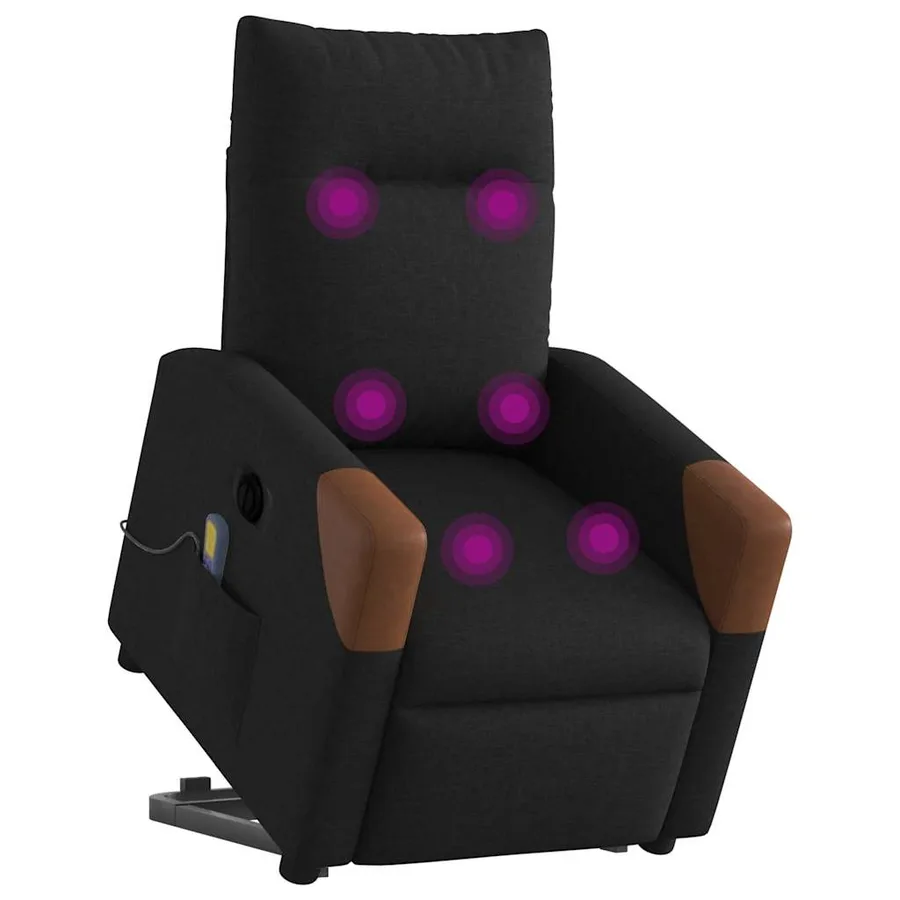 Fauteuil inclinable de massage électrique Noir Tissu - 3