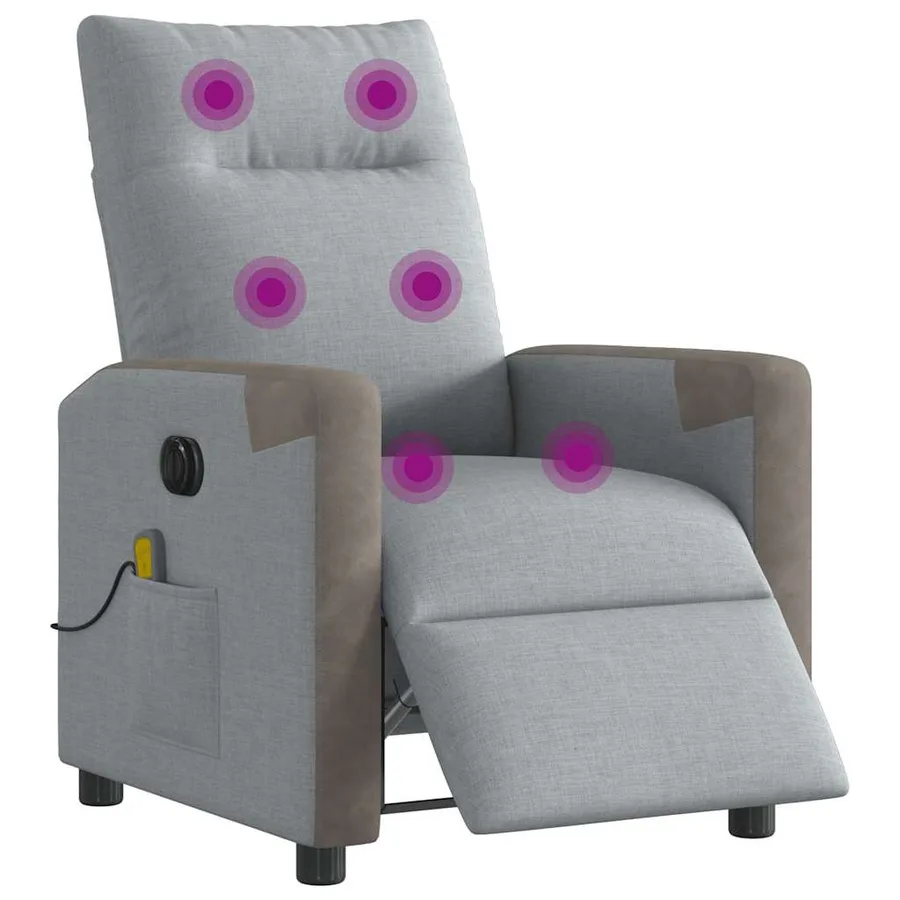 Fauteuil de massage inclinable électrique gris clair tissu - 2