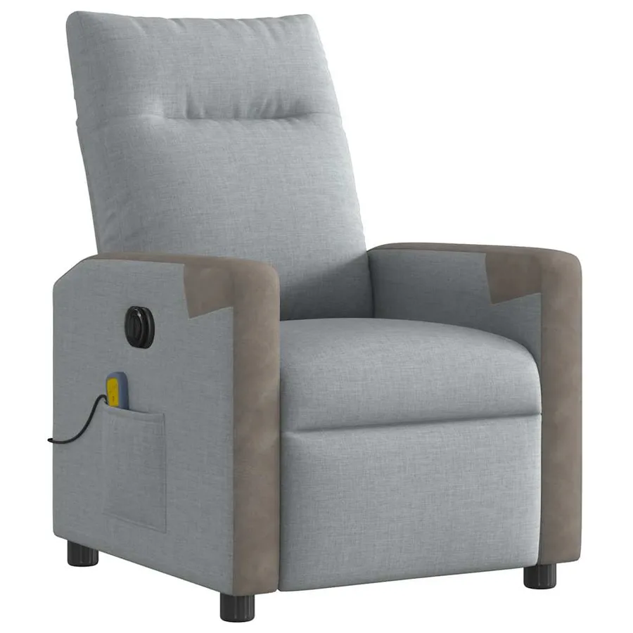Fauteuil de massage inclinable électrique gris clair tissu - 5