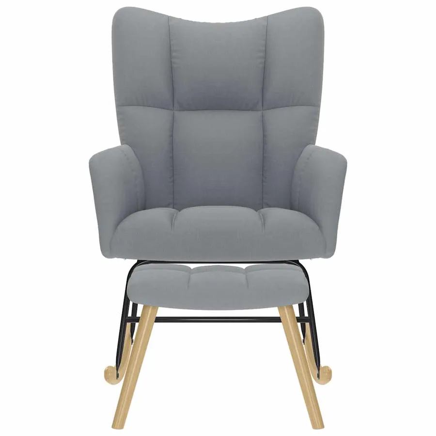 Chaise à bascule avec repose-pied Gris clair Tissu - 3