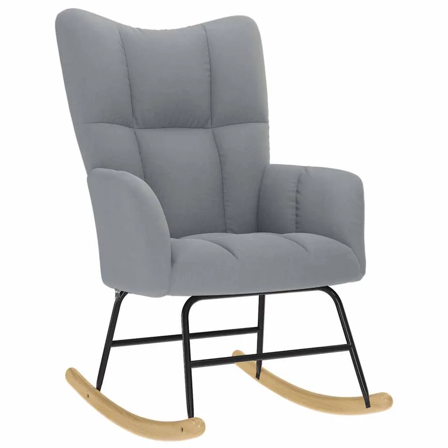 Chaise à bascule avec repose-pied Gris clair Tissu - 4