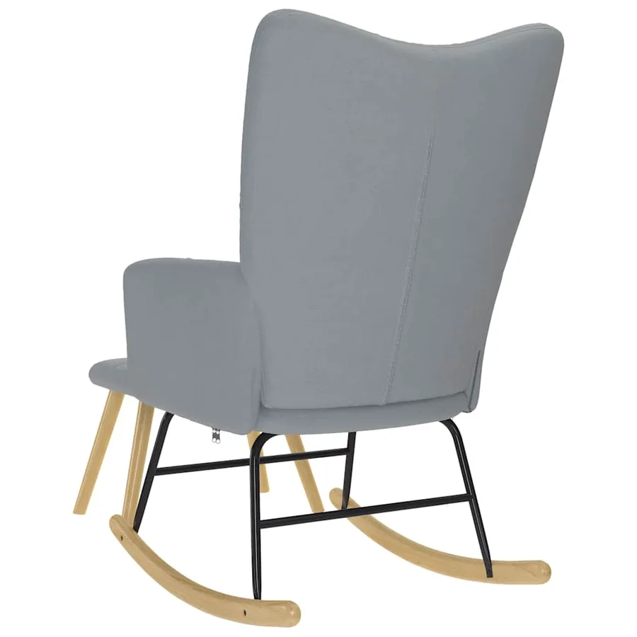 Chaise à bascule avec repose-pied Gris clair Tissu - 7