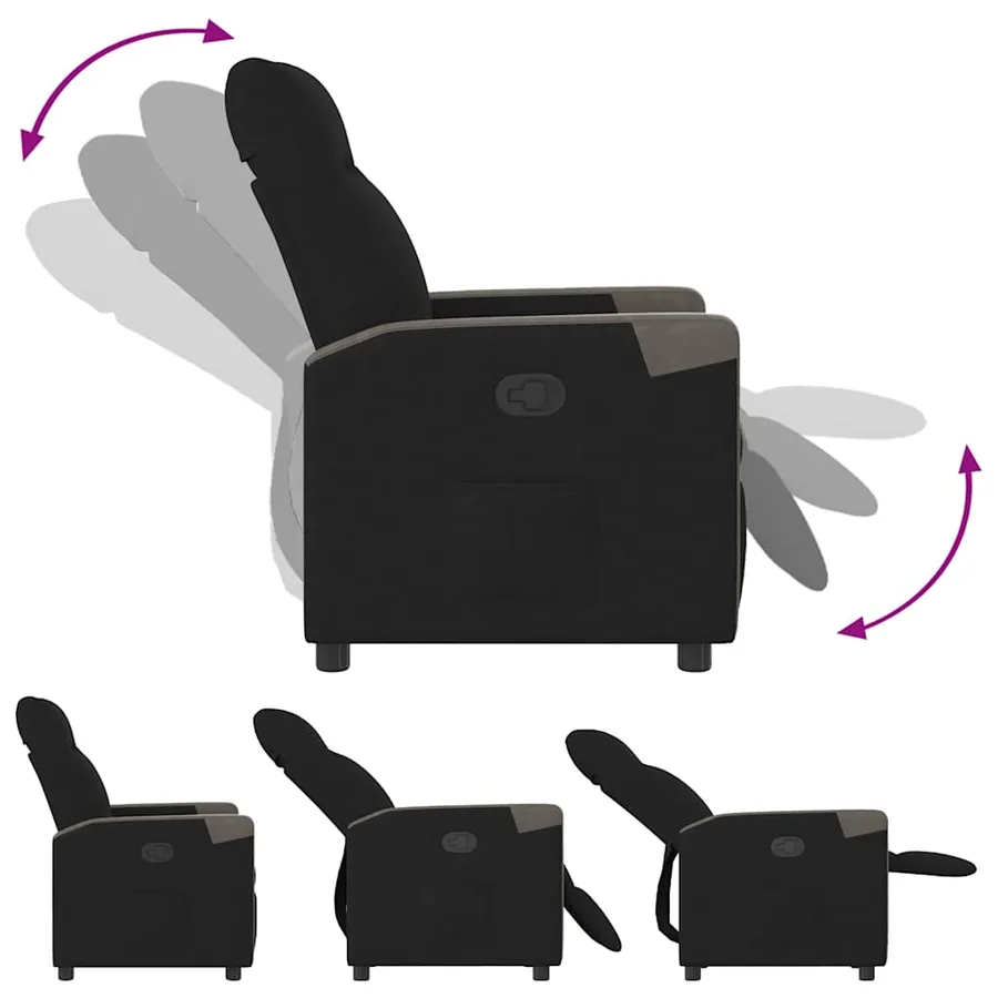 Fauteuil inclinable Noir Tissu - 6