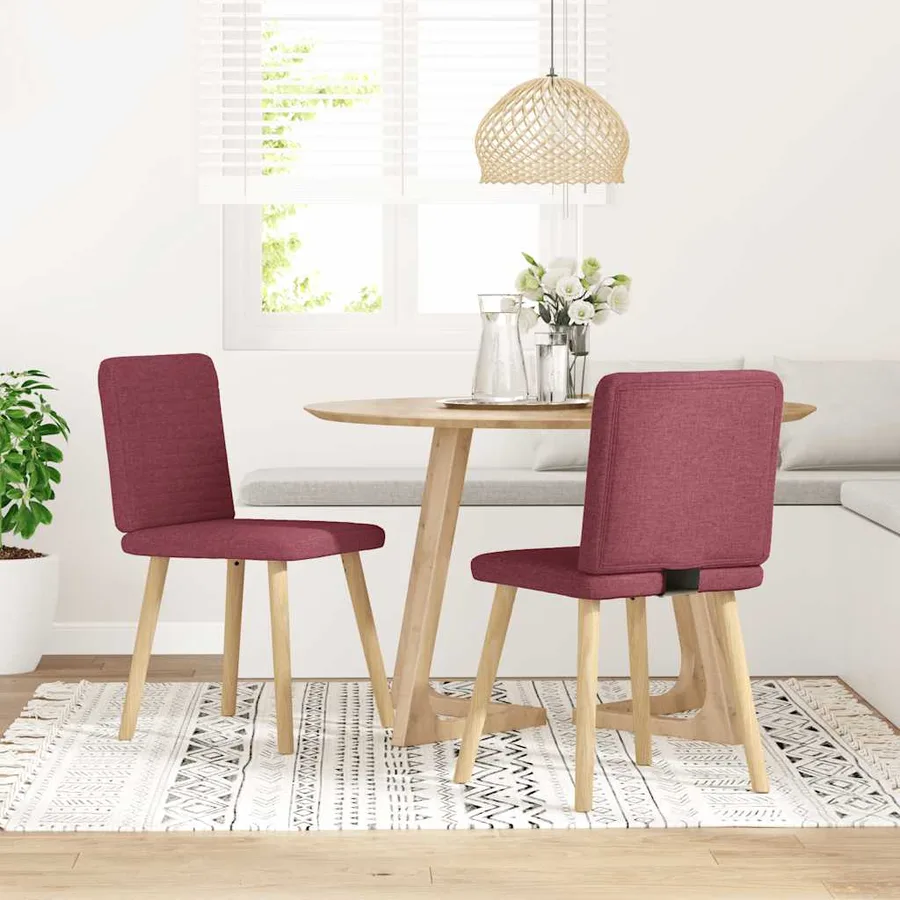 Chaises à manger lot de 2 rouge bordeaux tissu - 2