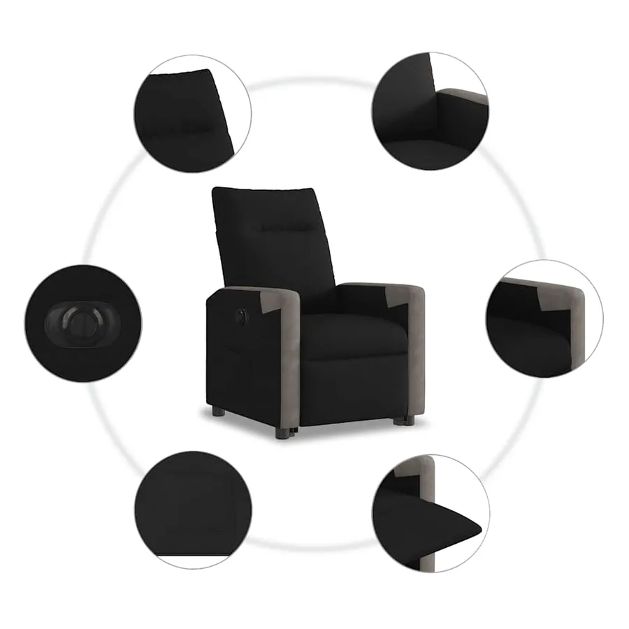 Fauteuil inclinable électrique noir tissu - 11