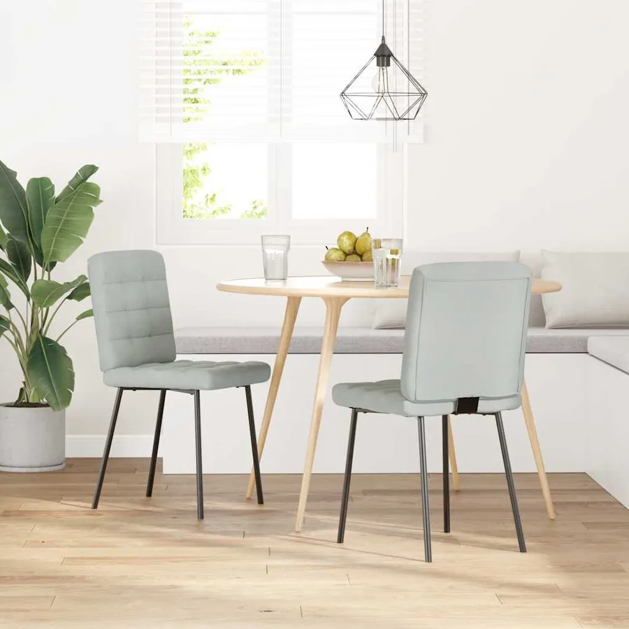 Chaises à manger lot de 2 Gris clair Velours - 2