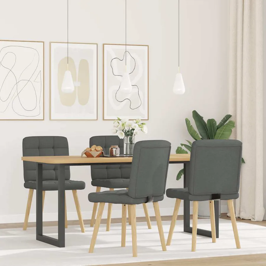 Chaises à manger lot de 4 gris foncé tissu - 2