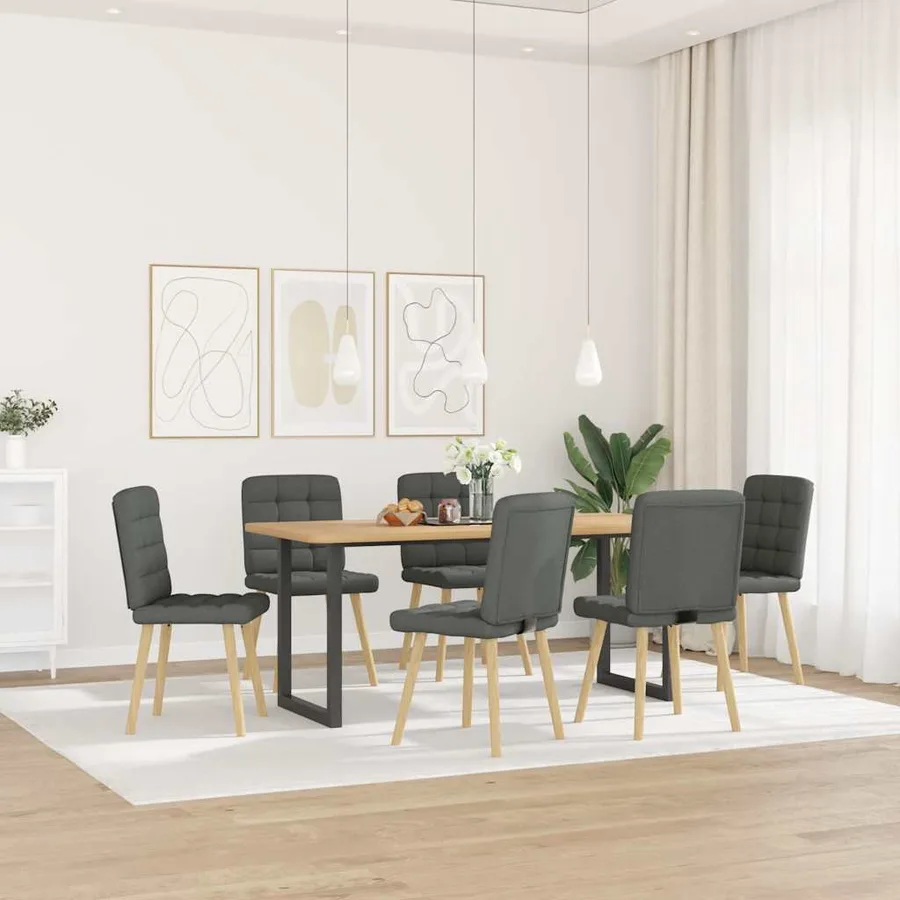 Chaises à manger lot de 6 gris foncé tissu - 2