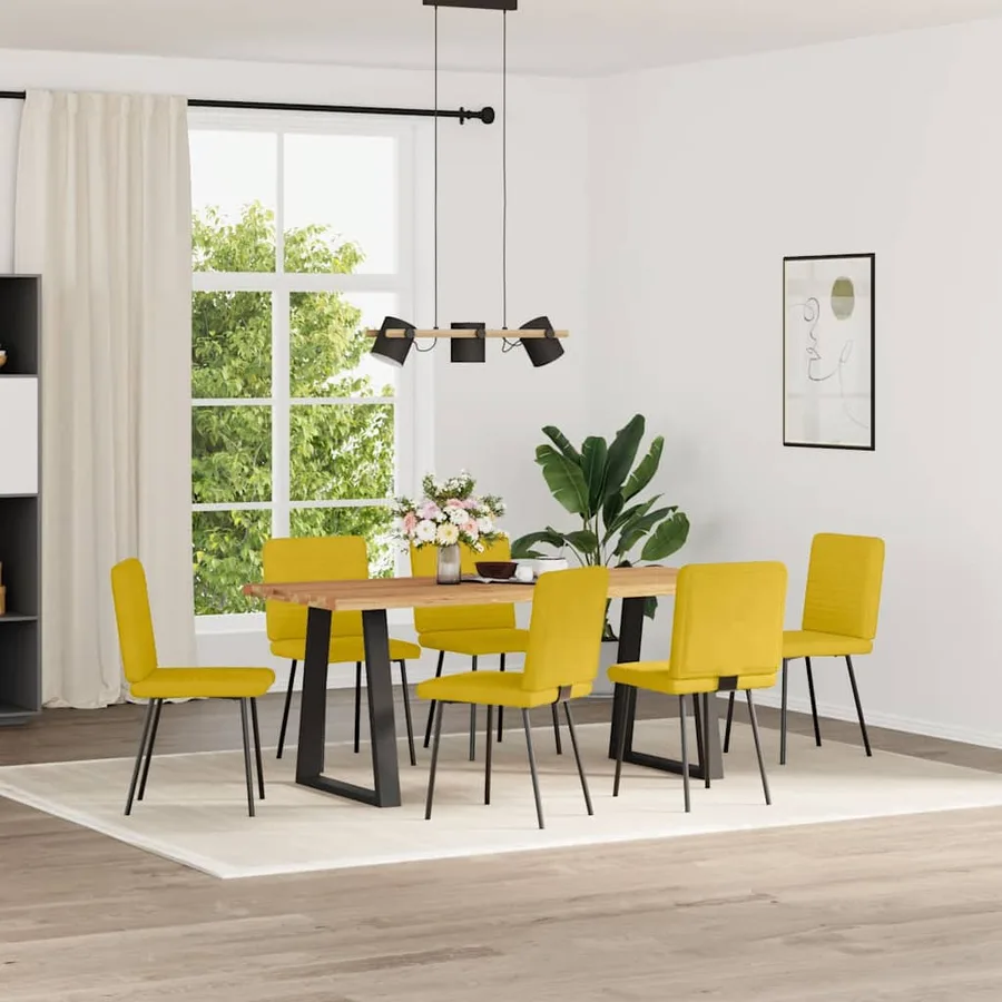 Chaises à manger lot de 6 jaune velours - 2