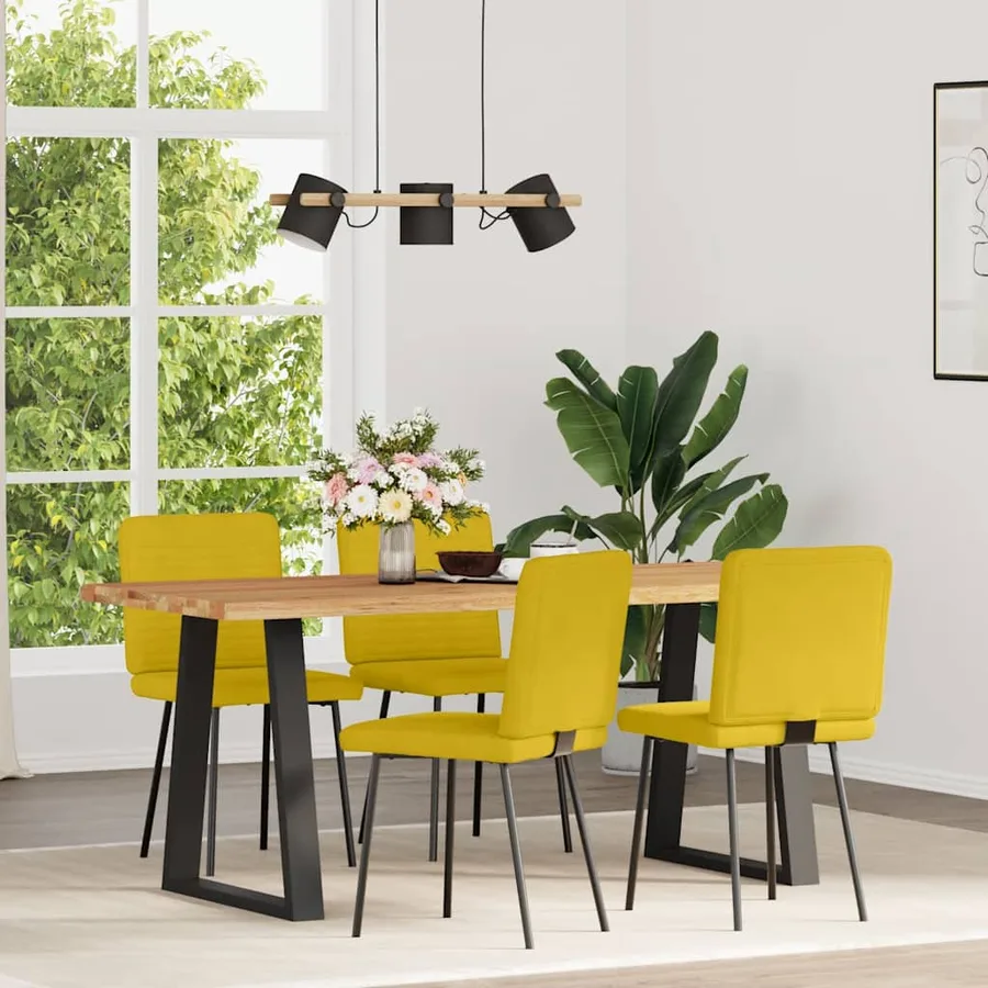 Chaises à manger lot de 4 jaune velours - 2