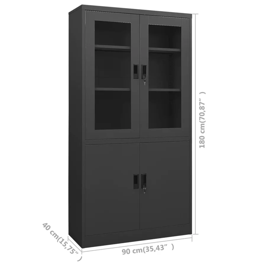 Armoire de bureau Anthracite 90x40x180 cm Acier - 8