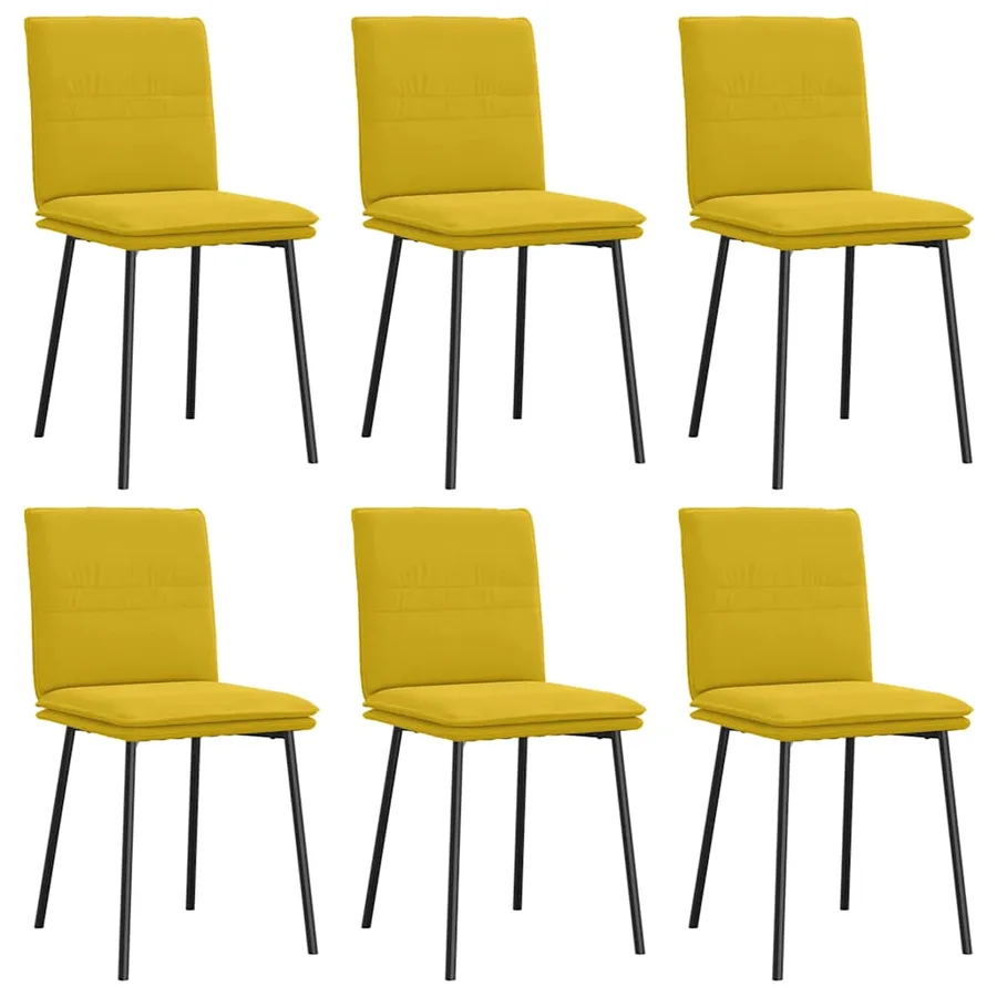 Chaises à manger lot de 6 jaune velours - 2