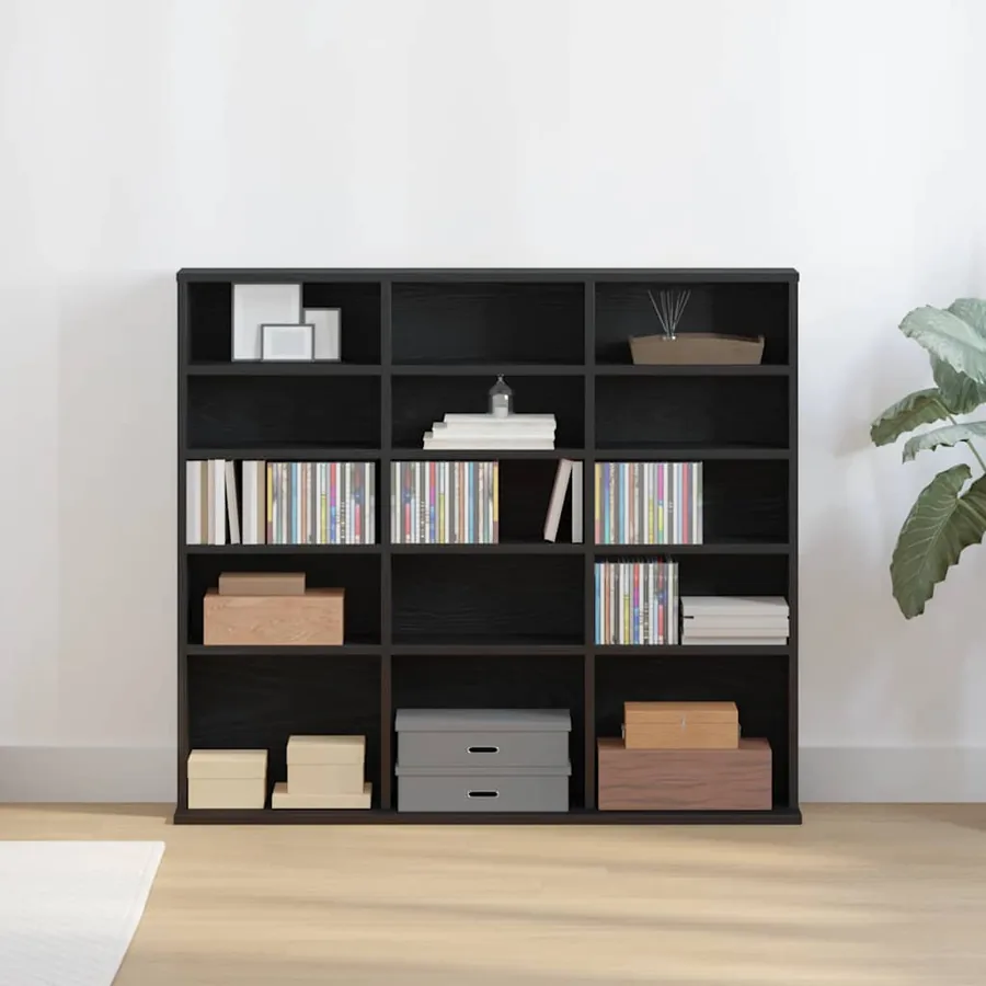 Meuble CD en chêne noir 100 x 23 x 89,5 cm bois d'ingénierie
