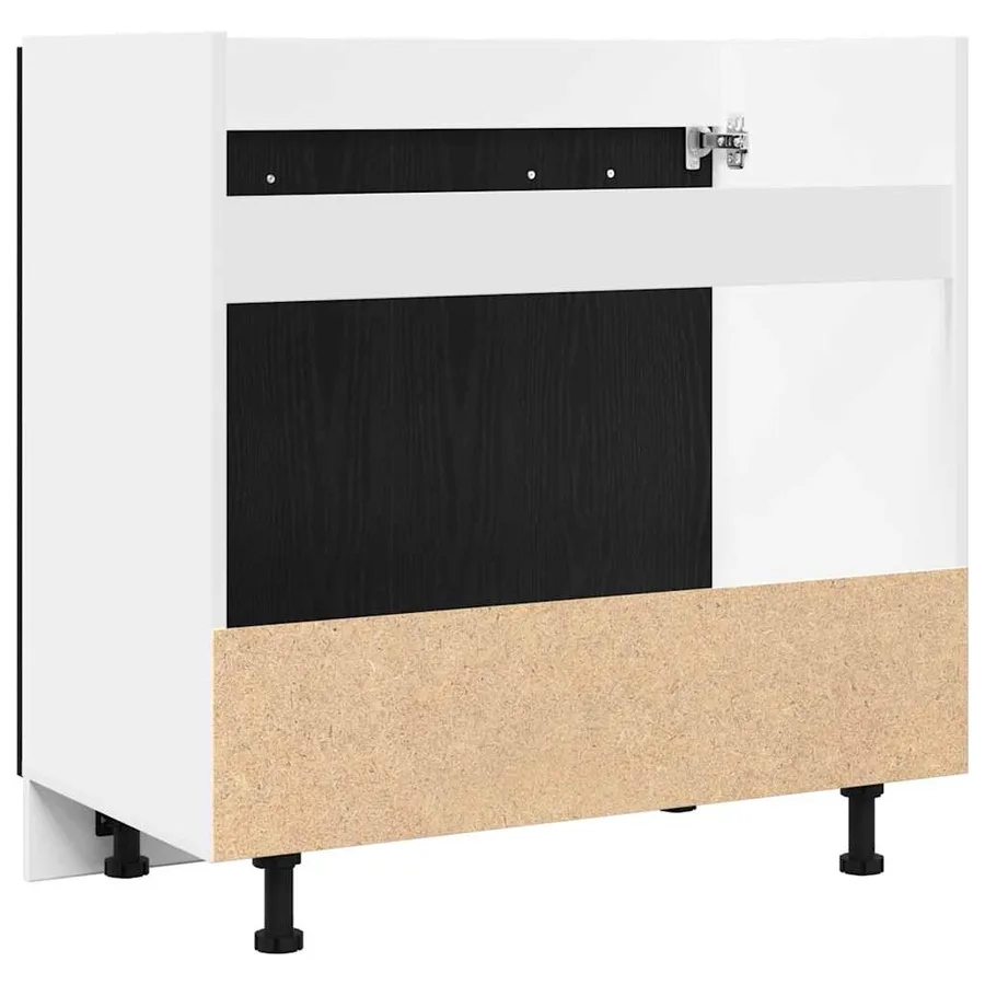 Meuble Bas d'Évier Chêne Noir 80x46x81,5 cm Bois Ingénieré - 8