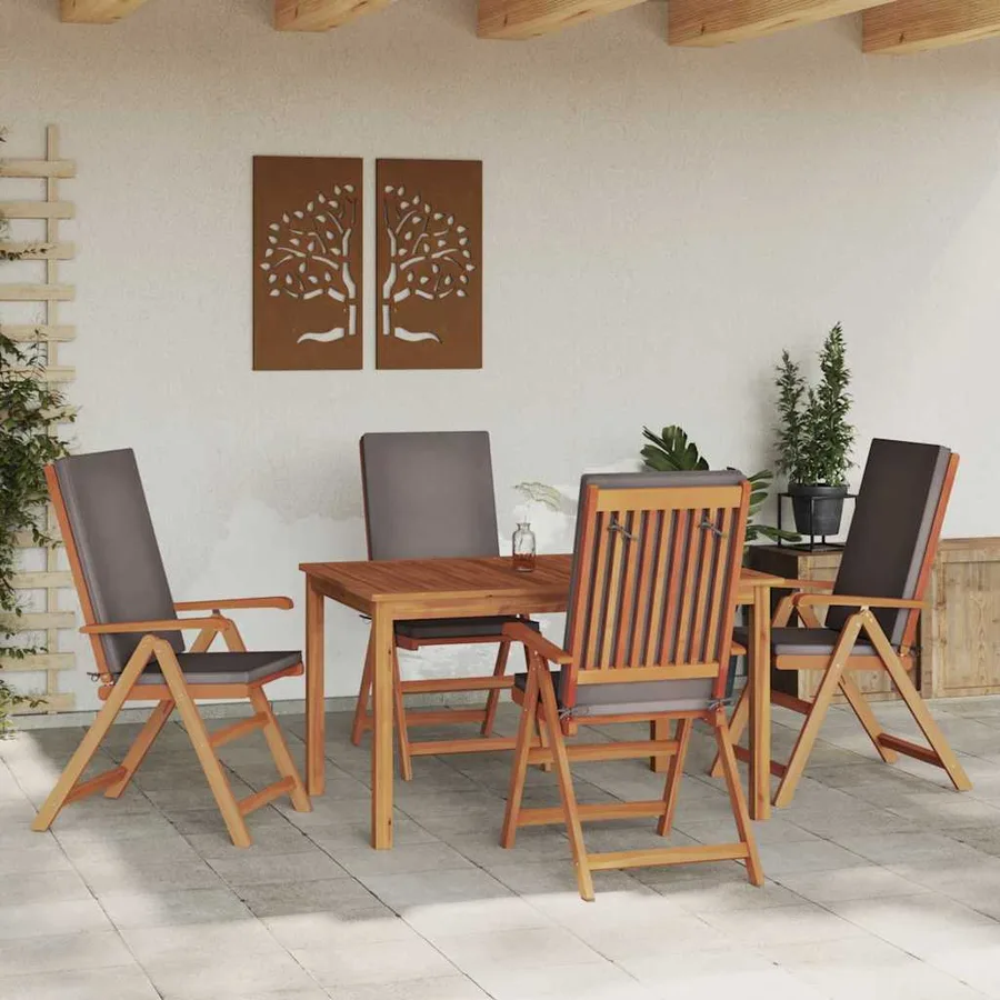Chaise de jardin 4 pcs Marron et gris 57 x 71,5 x 104 cm - 3