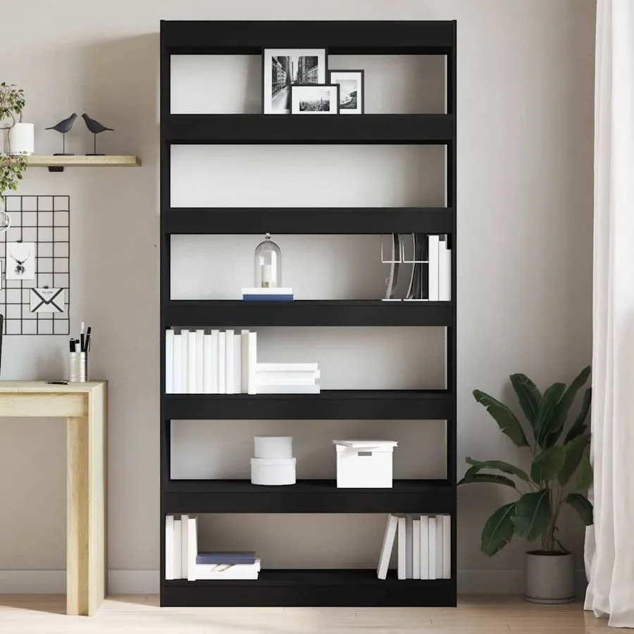 Bibliothèque Noir 100 x 30 x 198 cm Bois d'ingénierie - 4