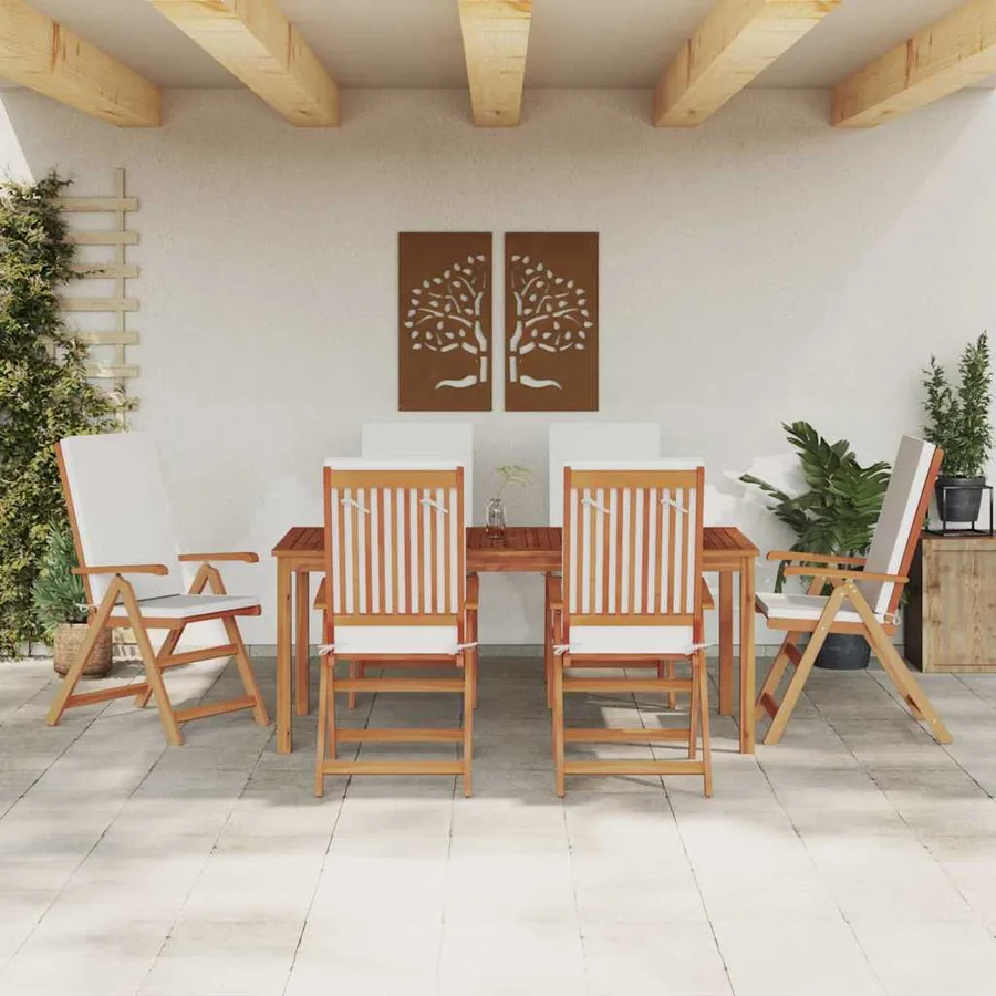 Chaise de jardin 6 pcs Marron et blanc 57 x 71,5 x 104 cm - 3