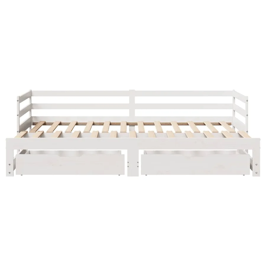 Lit de jour avec gigogne et tiroirs sans matelas blanc 80x200cm - 4