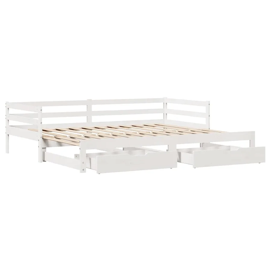 Lit de jour avec gigogne et tiroirs sans matelas blanc 80x200cm - 9