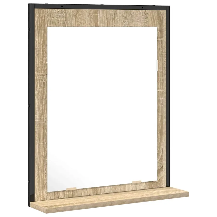 Miroir de salle de bain avec étagère Noir 50 x 12 x 60 cm - 2