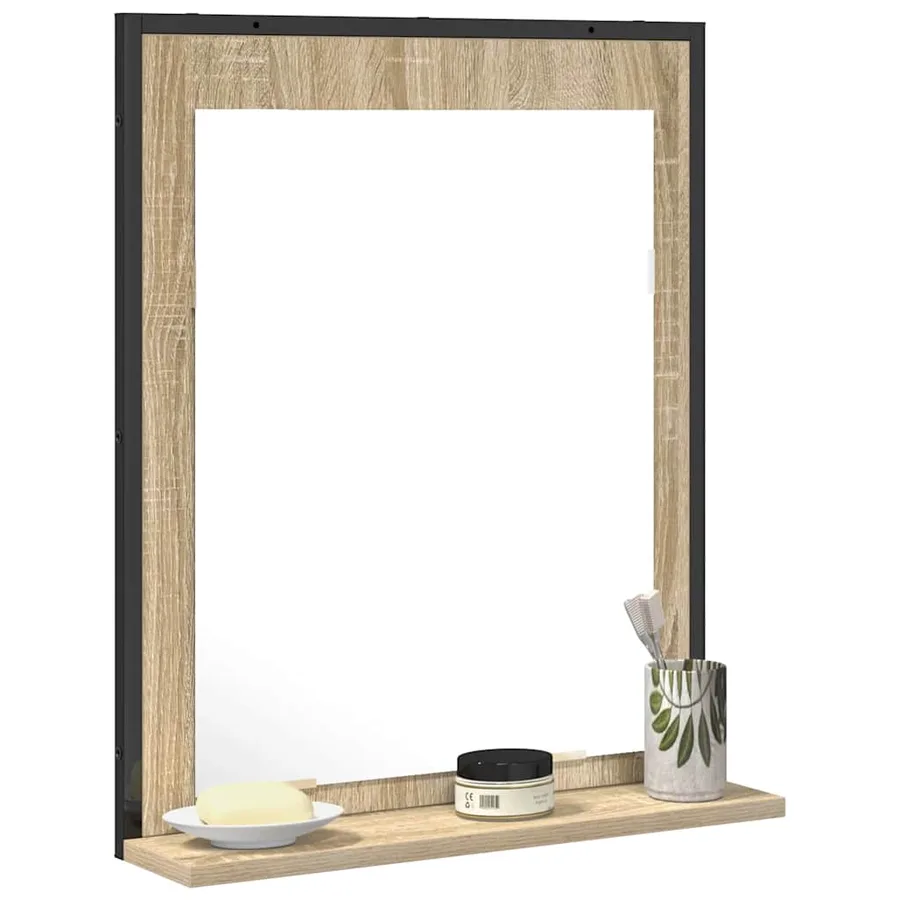 Miroir de salle de bain avec étagère Noir 50 x 12 x 60 cm - 3