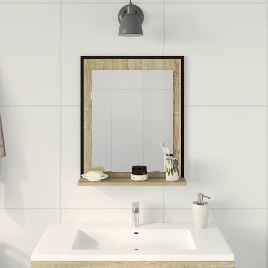 Miroir de salle de bain avec étagère Noir 50 x 12 x 60 cm - 4