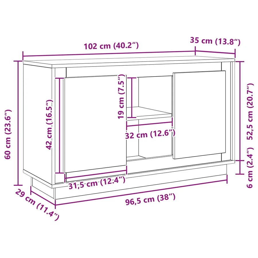 Buffet Chêne noir 102 x 35 x 60 cm Bois d'ingénierie - 13